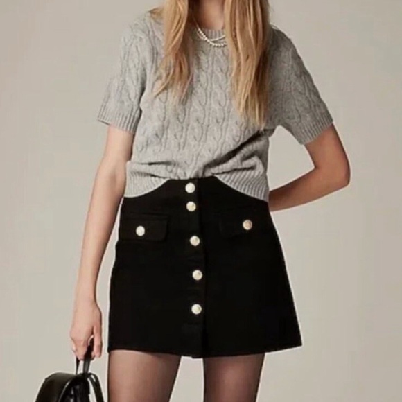 J. Crew Dresses & Skirts - EUC J. Crew Women’s Gold Button Mini Denim Skirt Preppy Black 12 Buttons to Sew